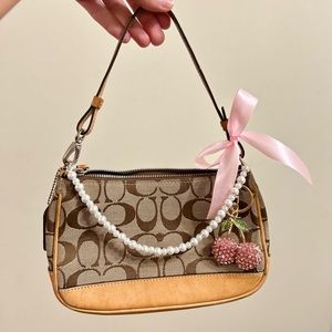 Coach Demi Hampton Monogram Shoulder Bag With Cherry Chain